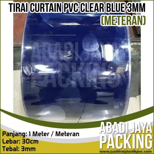 Tirai Strip Curtain /PVC Curtain Blue Clear 30cm X 3mm X 1M